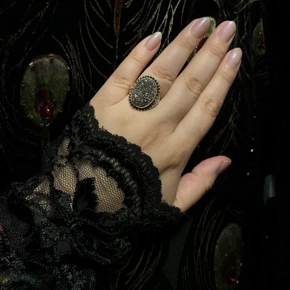 Vintage Sajen Dark Druzy Sterling Silver ring - Picture 13 of 13